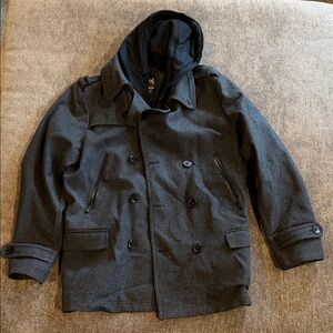 Express Men's Gray Hooded Peacoat